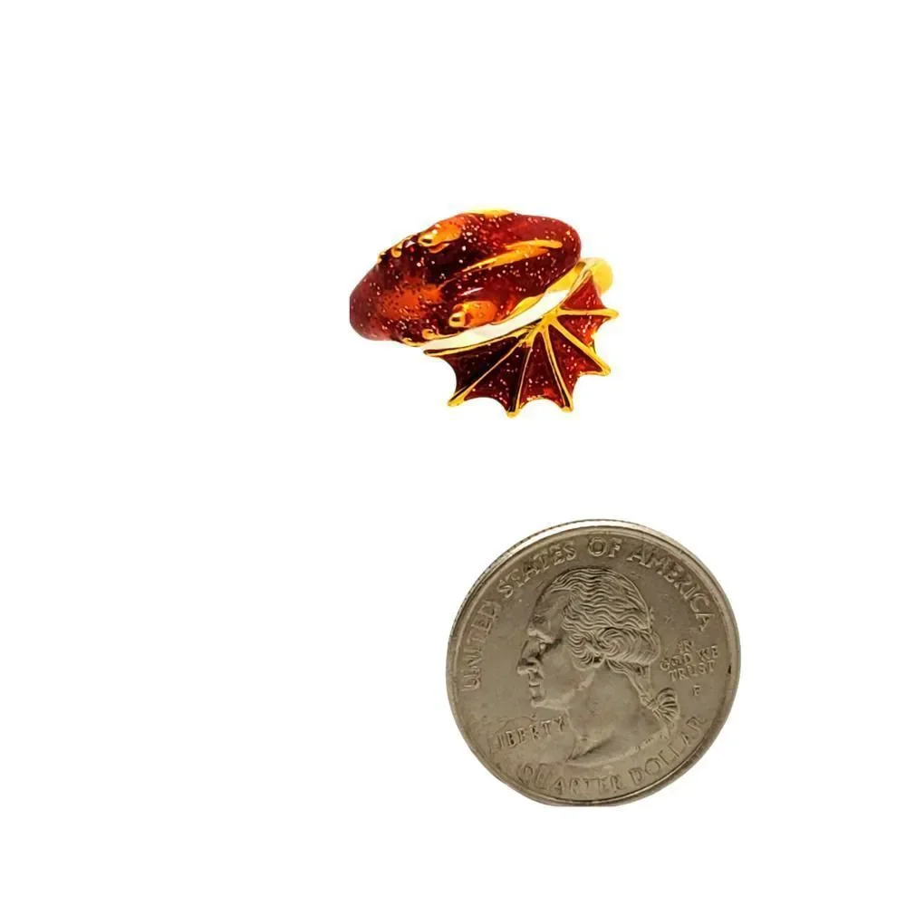 Gold Tone Sparkling Red Enamel Wrap around Dragon Ring Size 7 - Picture 9 of 9